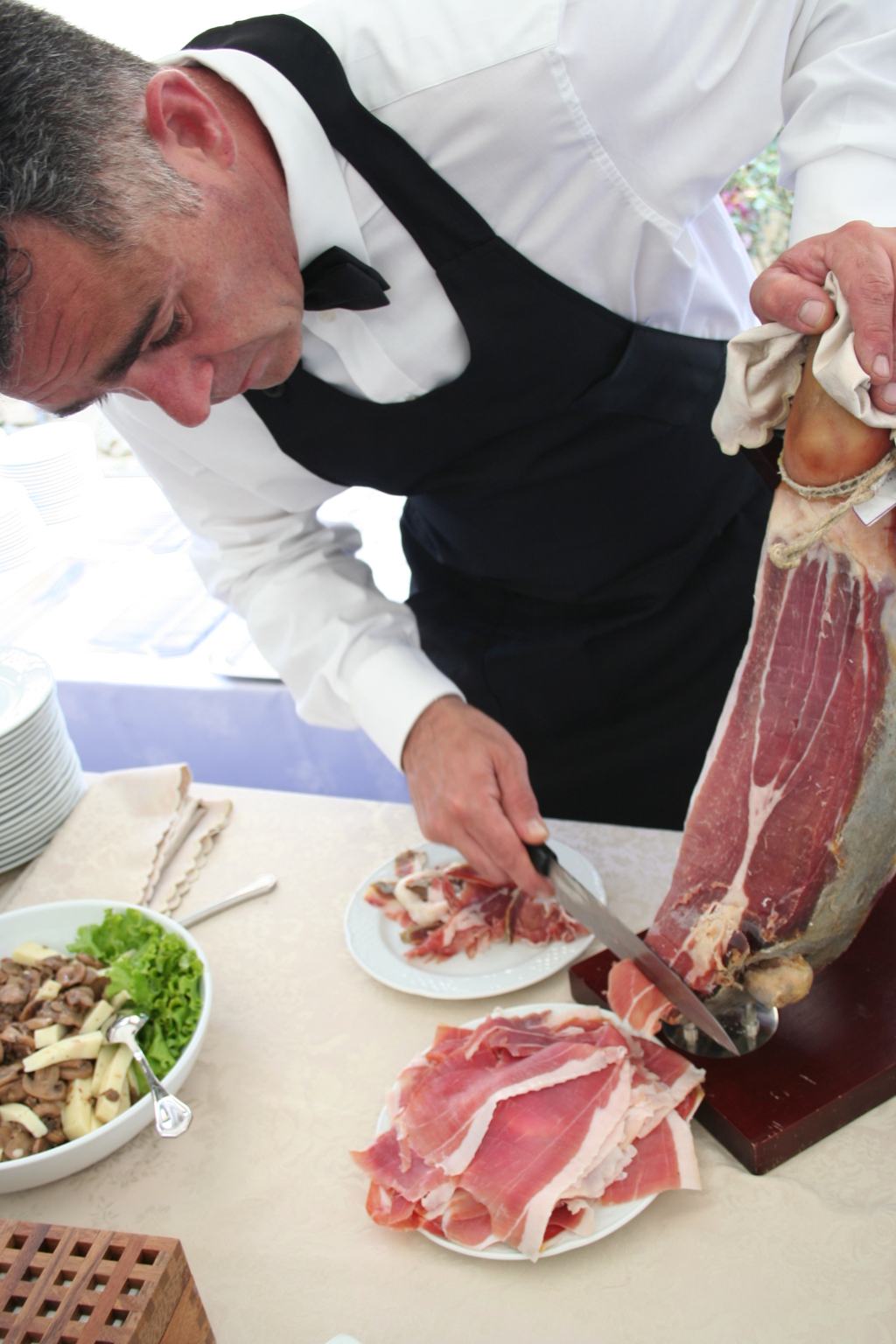 Tuscan ham sliced by hand