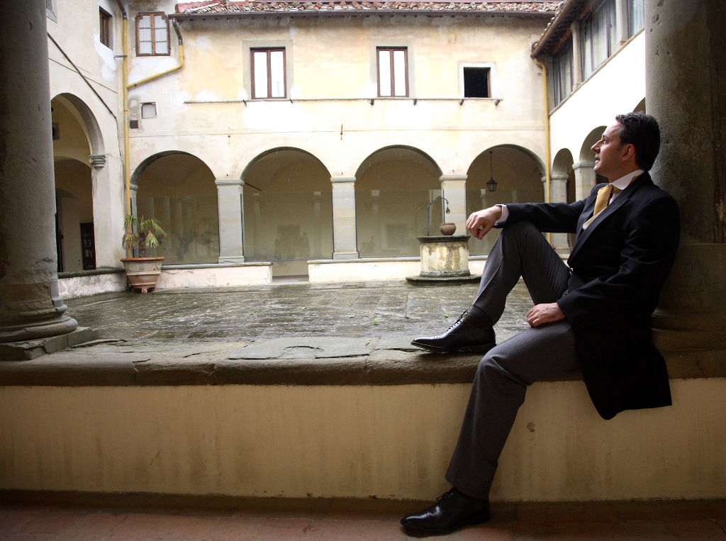 Groom preparing for wedding ceremony