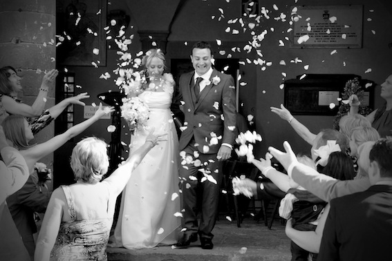 Throwing of confetti after wedding ceremony