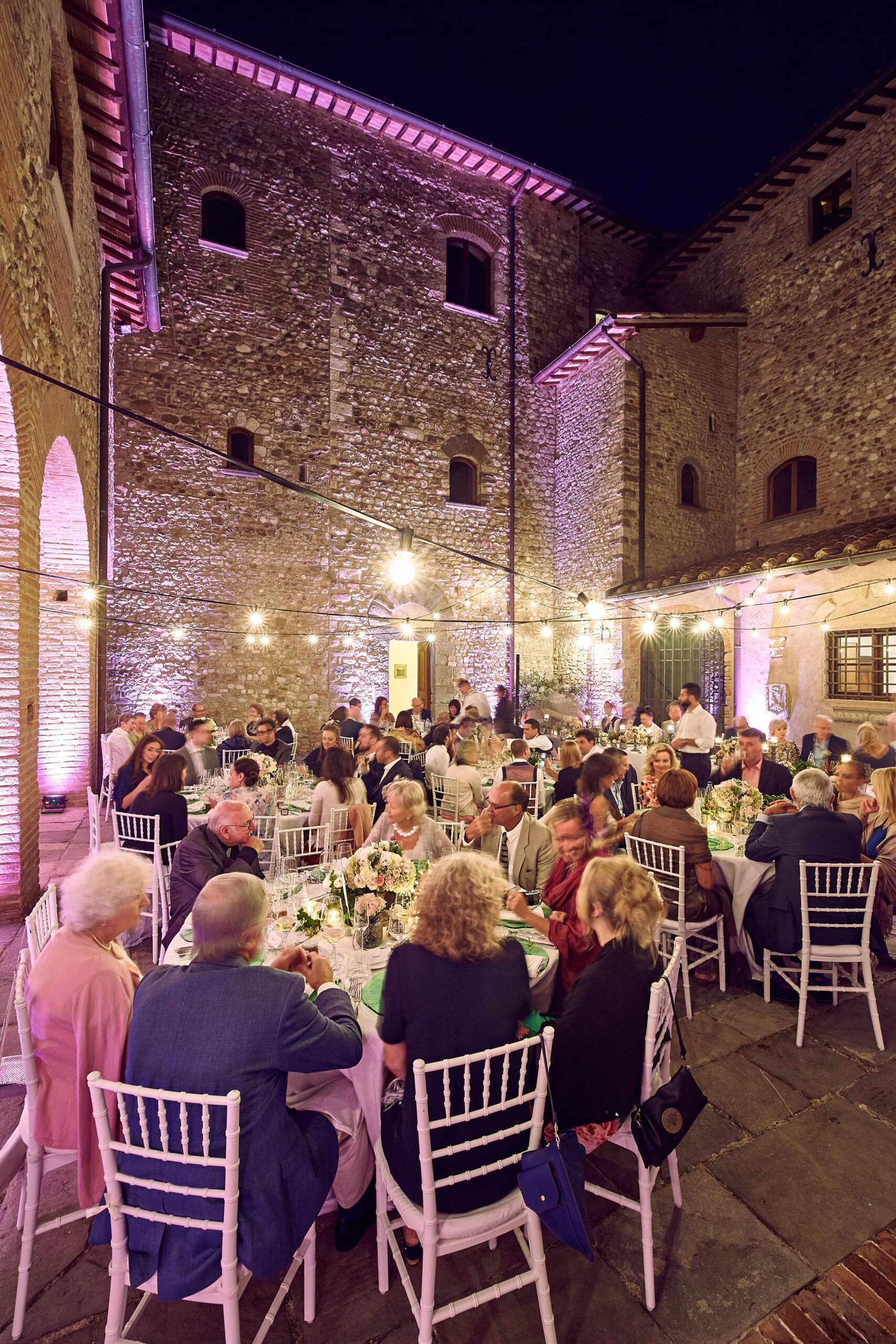 Courtyard illuminated