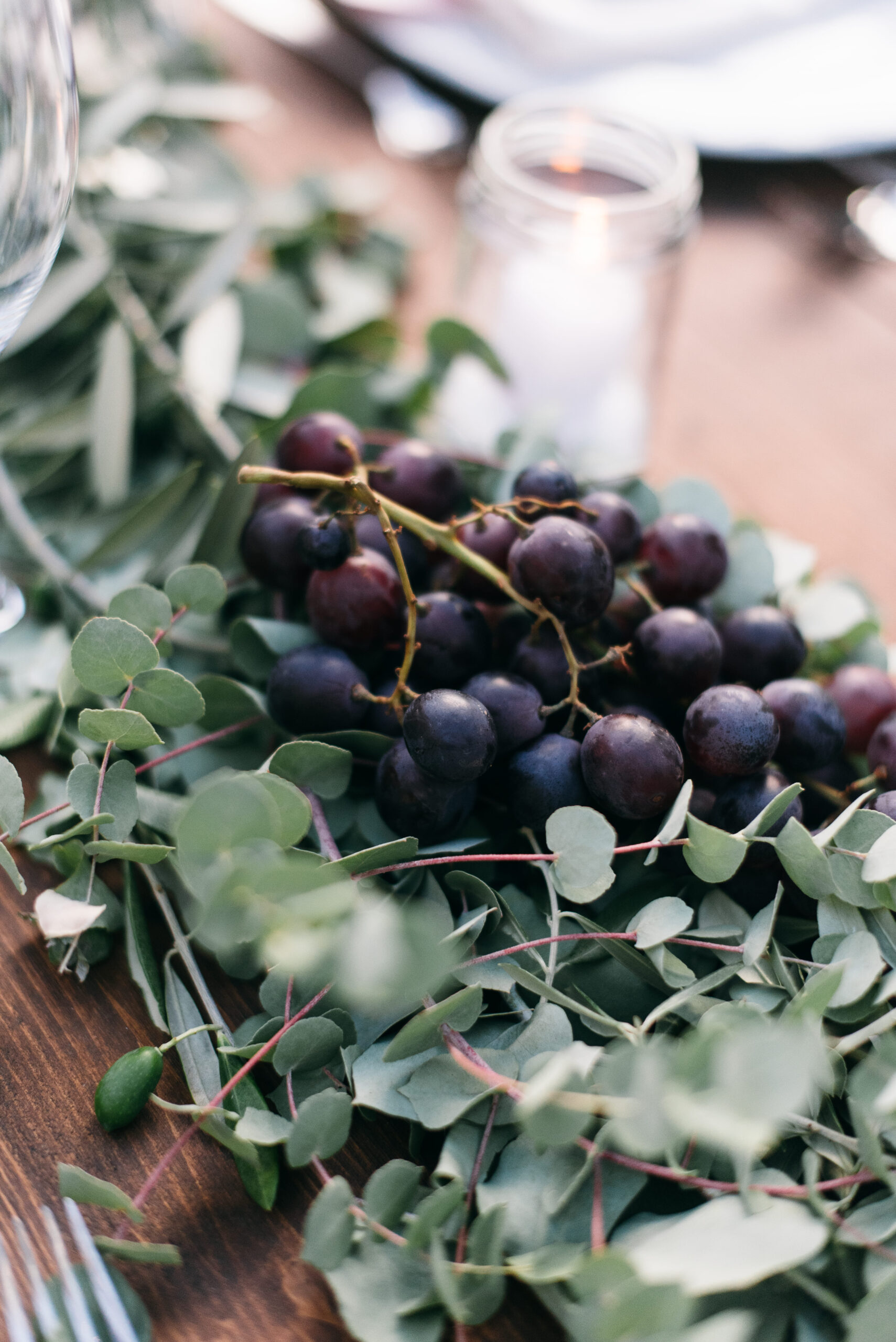 Tables with grapes