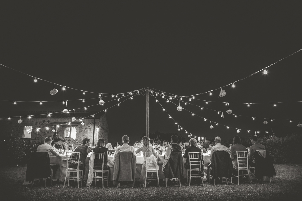 Wedding dinner in the Tuscan summer night