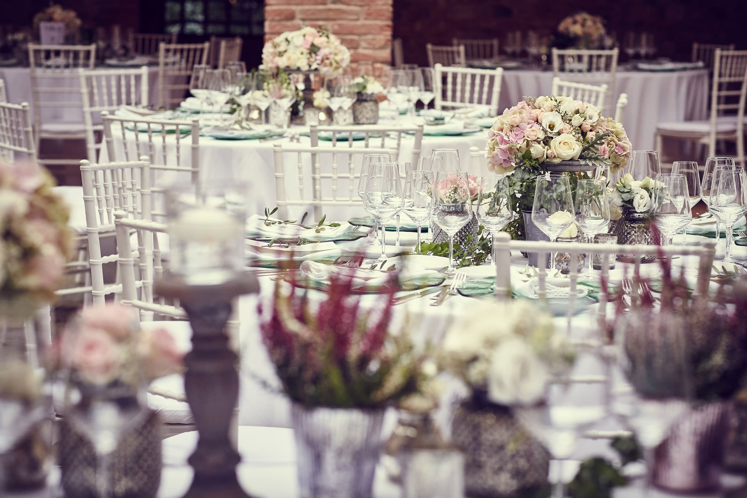 Wedding table in courtyard